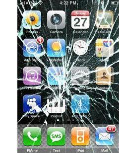Разбитый тачскрин и целый дисплей iPhone